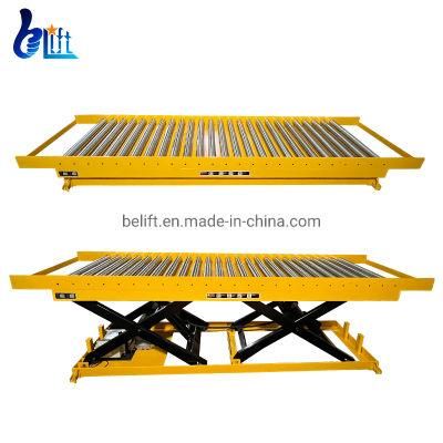 Wood Factory Use 1ton Hydraulic Electric Roller Scissor Lift Tables