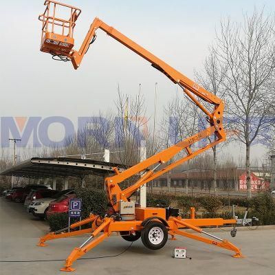 16m 18m Morn China Electric Trailing Boom Lift Cherry Picker with Low Price