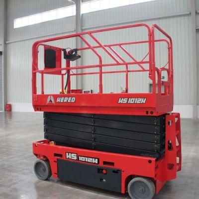 Hered Brand HS1012h 10m 12m Heavy Duty Rough Terrain Outdoor Electric Hydraulic Scissors Type Scissor Lift Man Lift Aerial Work Platforms