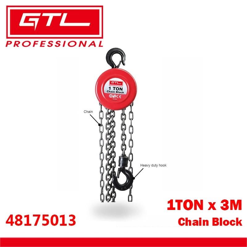 1 Ton Heavy Duty Hooks A3 Steel Manual Chain Block Hoist for Lifting Pulling Construction Building Garages Warehouse Automotive Machinery (48175013)