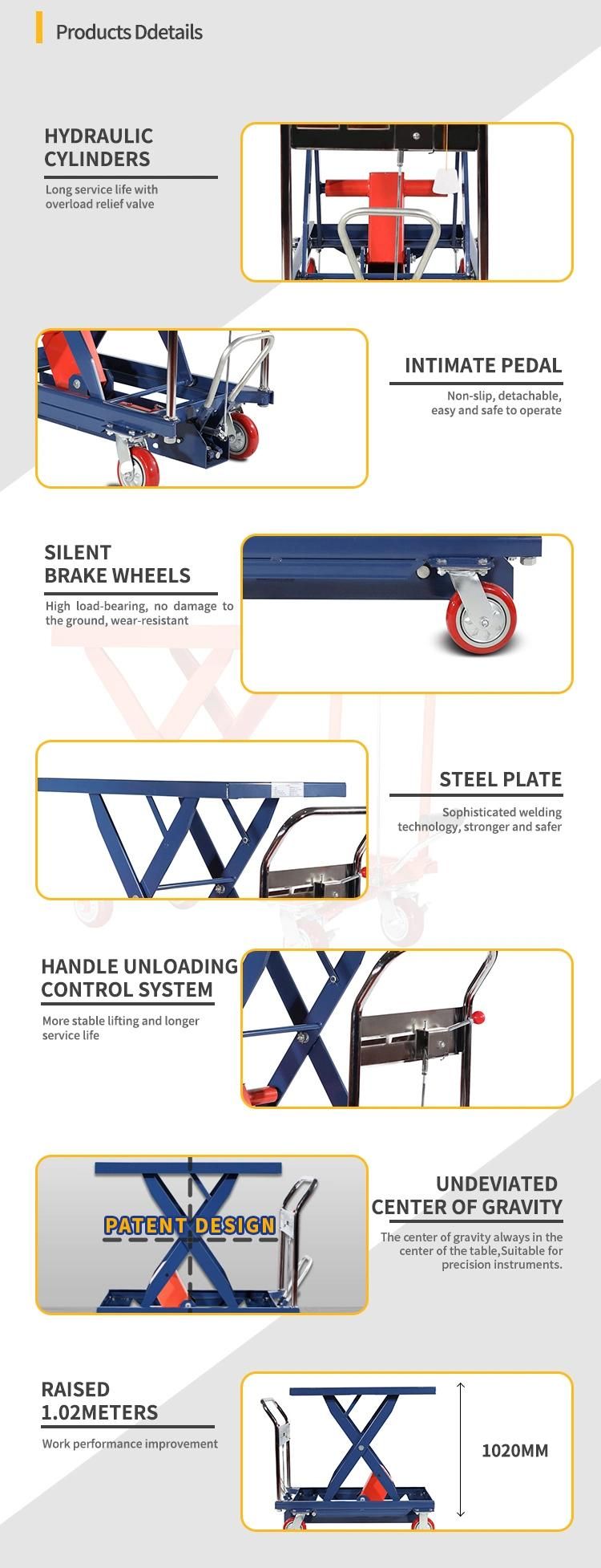 500kg Capacity Manual Hydraulic Lift Table for Materials