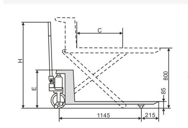 Manual Hydraulic Lifting Fork High 800mm Rise Pallet Truck