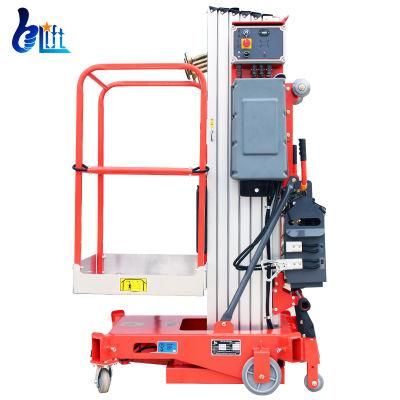10m EU Aluminum Electric One Man Aerial Work Vertical Mast Lift for Maintenance