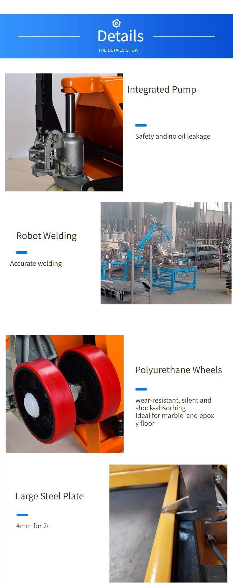 2/2.5/3tons 1150mm Nylon Wheel AC Hand Pallet Truck with Manual Hand Pallet Jack - Hydraulic 3000kg 2500kg Forklifts