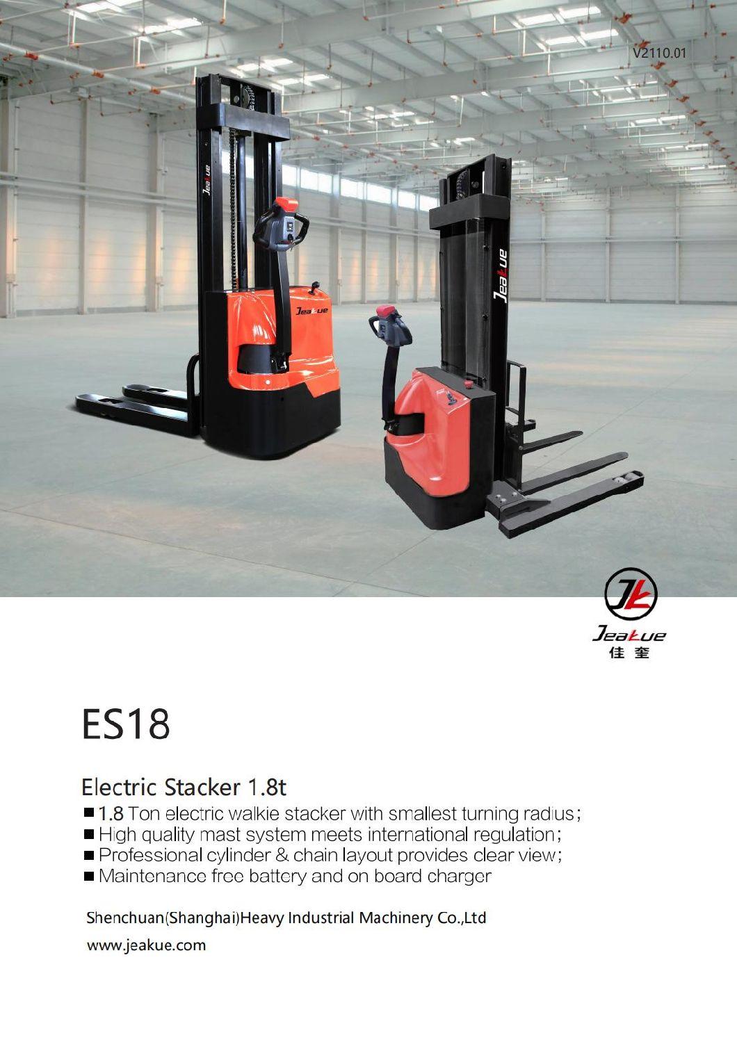 Full Electric Stacker 1800kg Pedestrian Model Walking Type