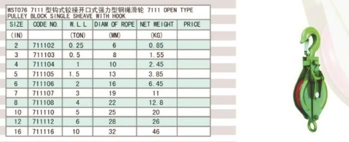 5ton Open Type Single Pulley for Chain