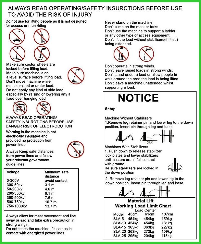 Cargo Lift Manual Material Lift with 300kg Rated Load