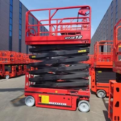 12m Platform Height Battery Driven Scissor Work Lift Machine