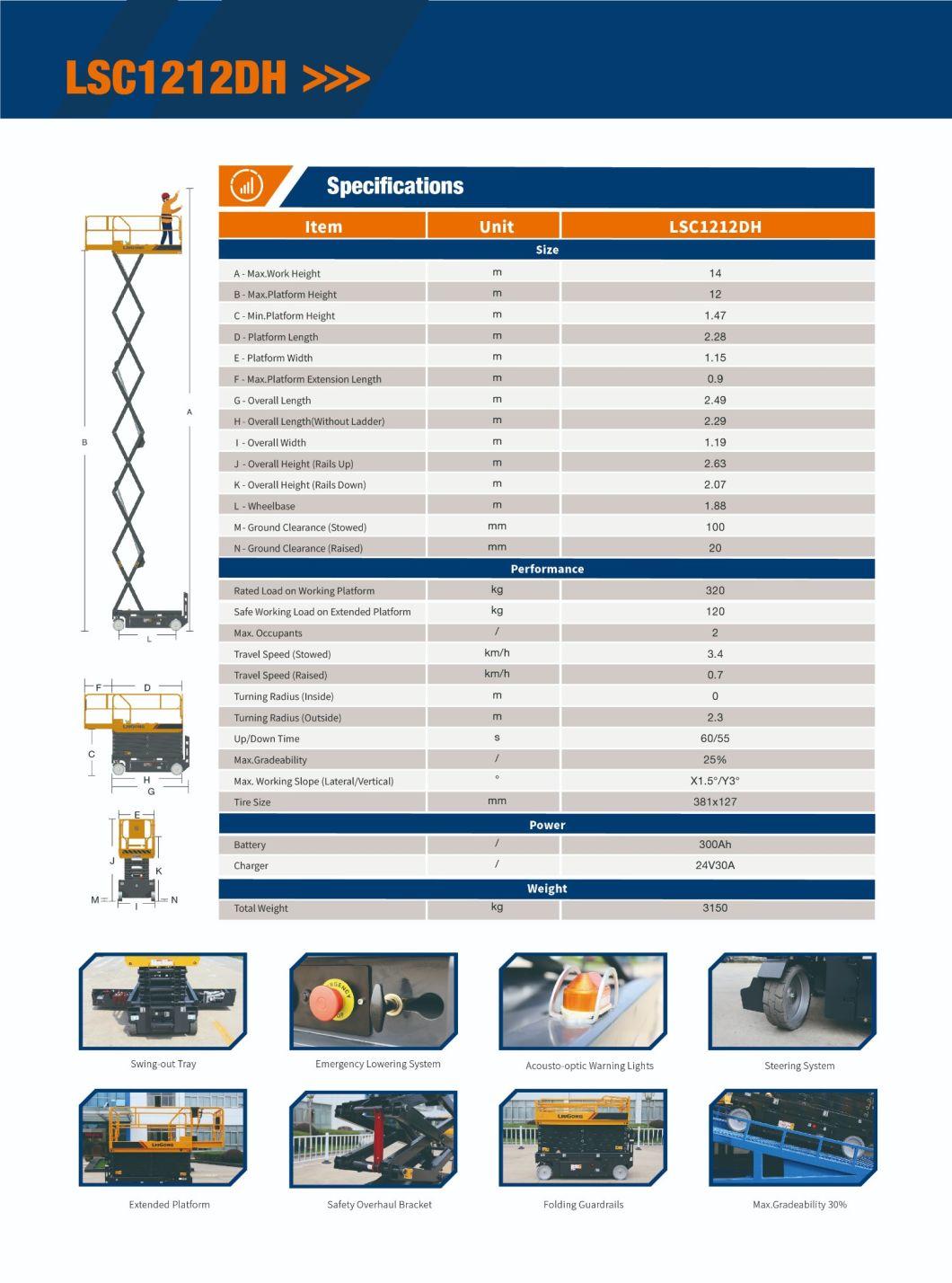 LiuGong MEWP LSC1212DH Electric Sicssor Lift 12m