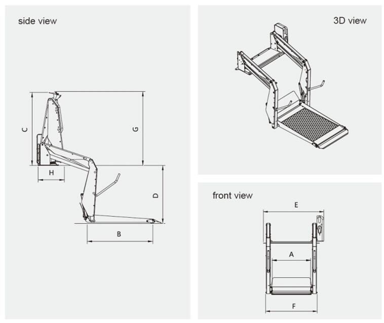 Wl-D Hydraulic Wheelchair Lift with Stainless Steel Platform Can Load 350kg