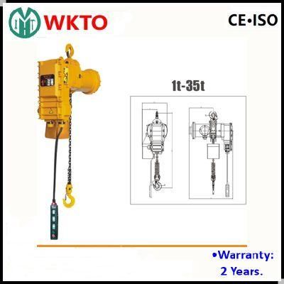 Wkto 5t Explosion-Proof / Anti-Explosive Electric Chain Hoist with Motorized Trolley for Single Rail Crane by Ce Certificate