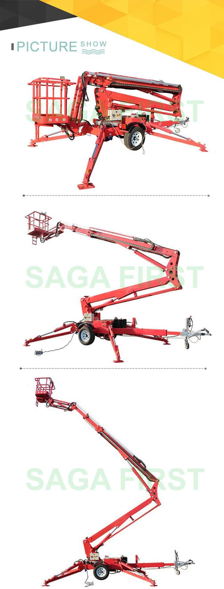 Towable 12m 16m Towable Articulated Telescopictrailer Boom Lift for Trimming