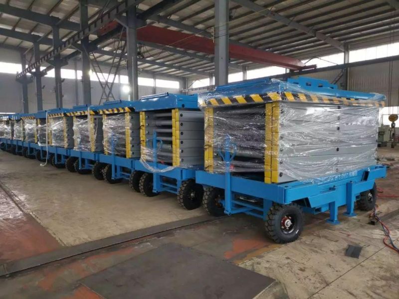 8m 10m 12m 14m 18m Diesel Engine Rough Terrain Scissor Lift Work on Construction Site