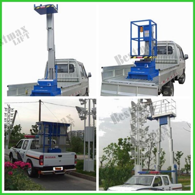 Double Mast Aluminum Aerial Work Platform 14m with Motorized Handle