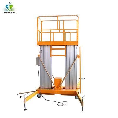 6-12m Aerial Work Platform Aluminum Dual Mast Lift for Warehouse