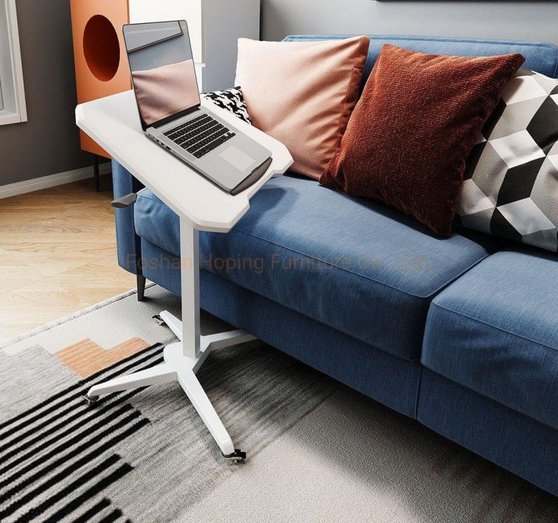 Small Table for Living Room Manual Patented Screw Rod Movable Lifting Side Table with 30 Angled Wooden Table Top Office Furniture