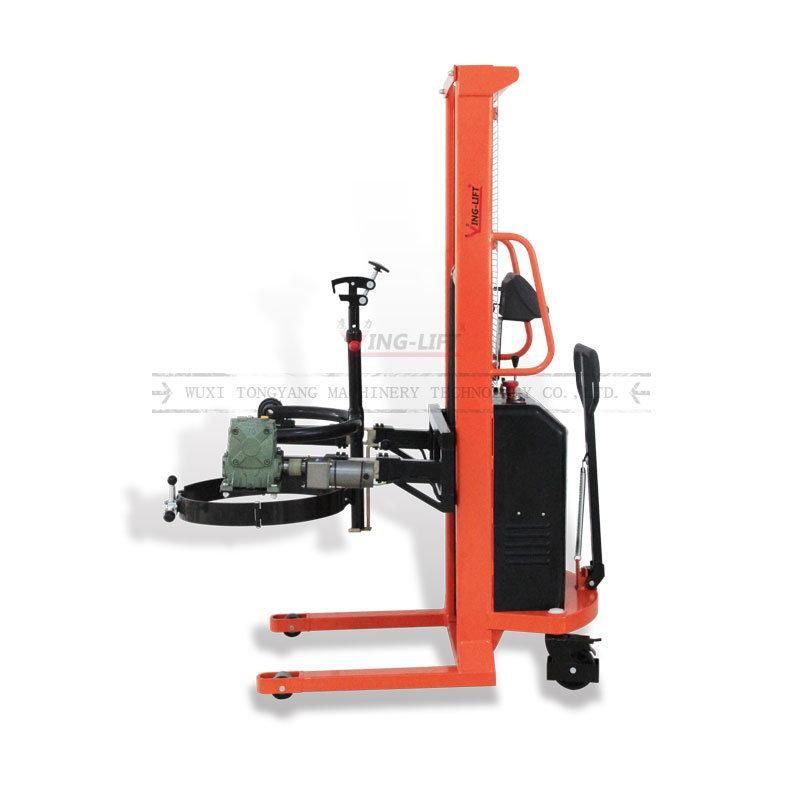 High-Lift Semi Electric Hydraulic Drum Handler Hydraulic Oil Drum Rotator Lifter with 180 Degree Supplier From China