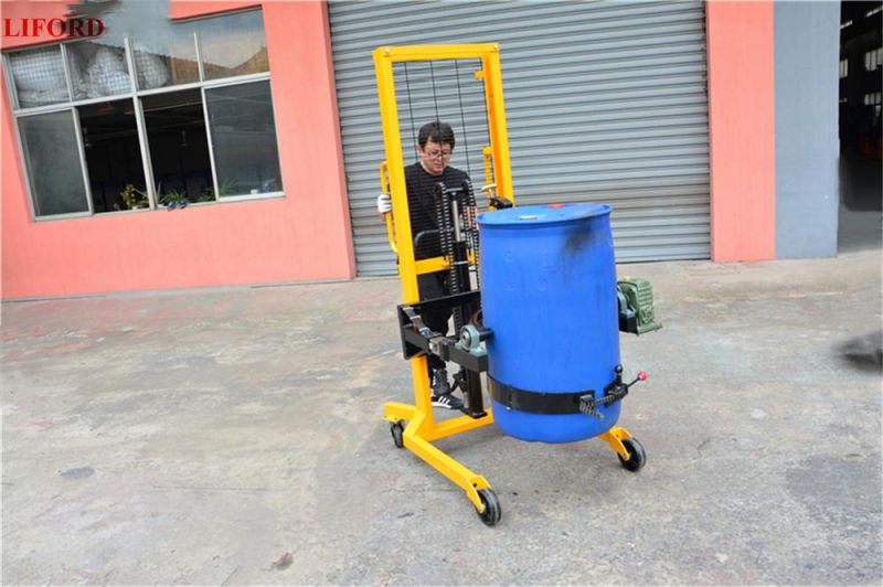 Economic 450kg Capacity 1500mm Lifting Height Hydraulic Manual Oil Drum Stacker