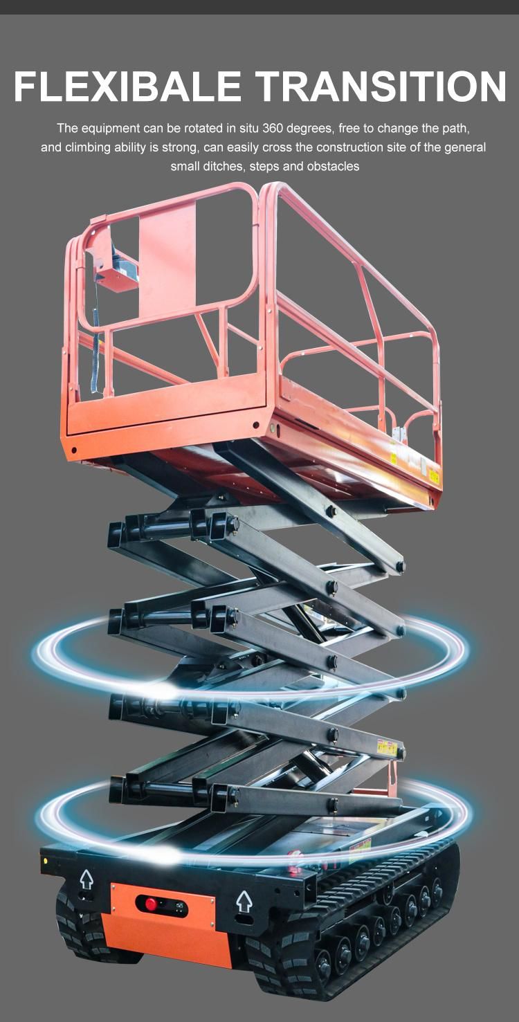 4m 6m 8m 10m 12m 14m 16m Battery Powered Hydraulic Electric Tracked Crawler Scissor Lift Platform for Aerial Work
