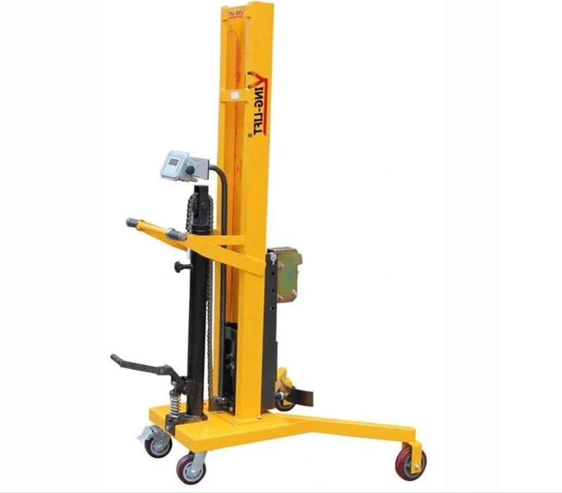450kg Pedaled Operation Hydraulic Drum Truck with Scale, Drum Carrier