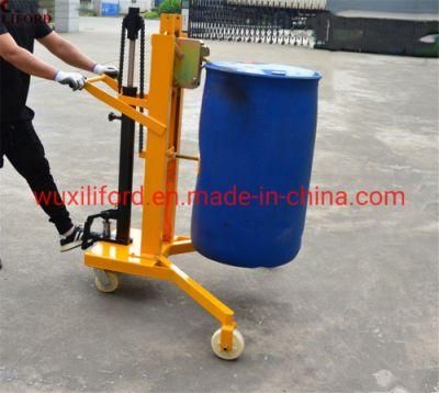 450kg Capacity 4-Wheel Pedal Weighing Hydraulic Drum Carrier Lifter Dtf450b-1