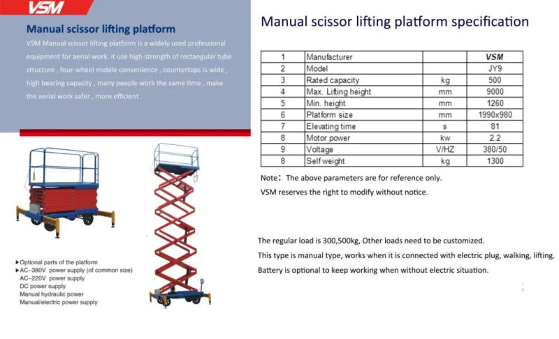 Scissor Lift Aerial Platform in Stock, Lift 500kgs, Working Height 11meters---on Sale. 1700USD