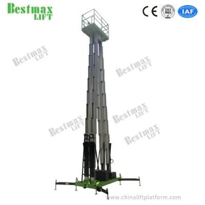 14m Manual Pushing Vertical Lift Four Mast Electric Lift
