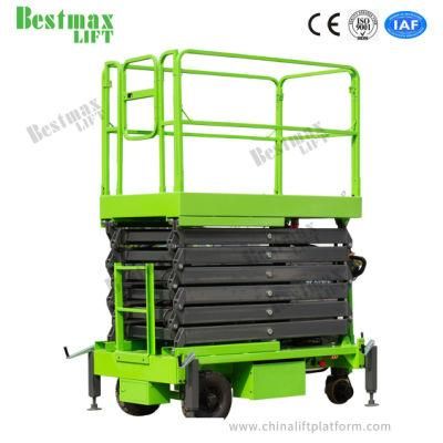 9m 1ton Hydraulic Lift Platform Manual Pushing Mobile Scissor Lift