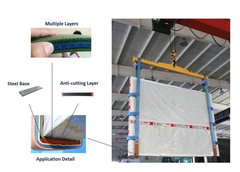 Glass Pack Lifting Sling with Anti-Cutting Layer and Steel Base