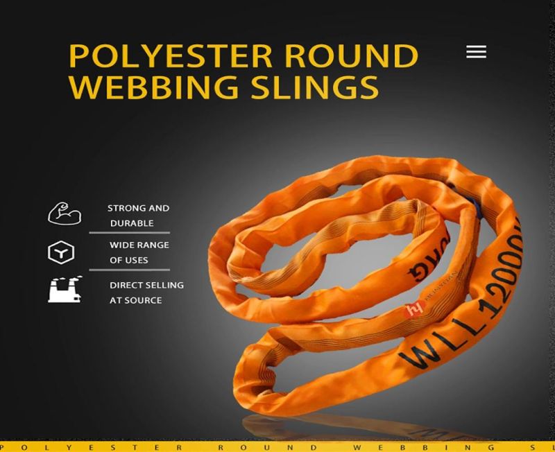 1t-200t Polyester Round Sling / Round Lift Sling/Endless Round Sling to En 1492-2 China Factory