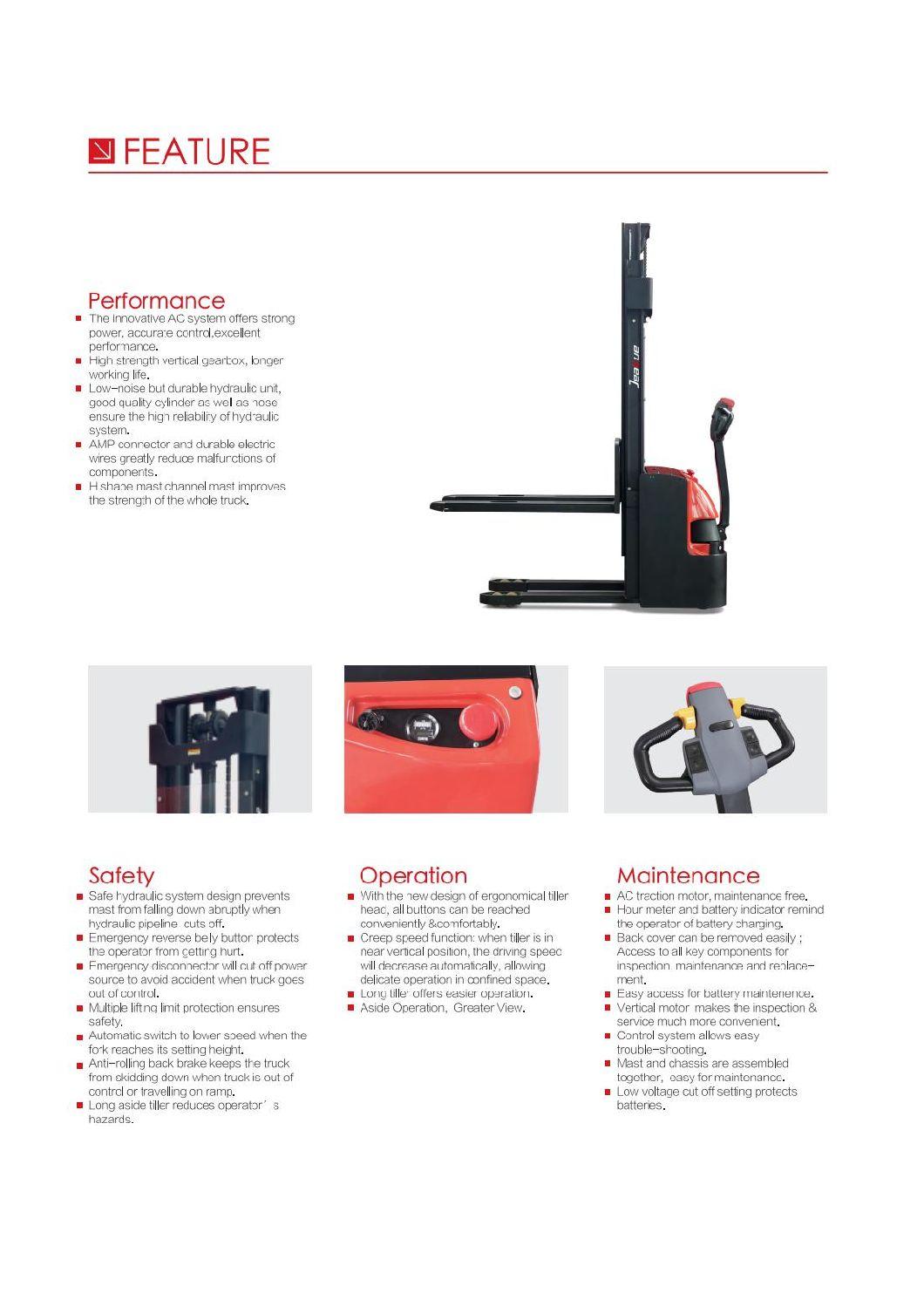 1200kg 1400kg 1600kg Full Electric Stacker