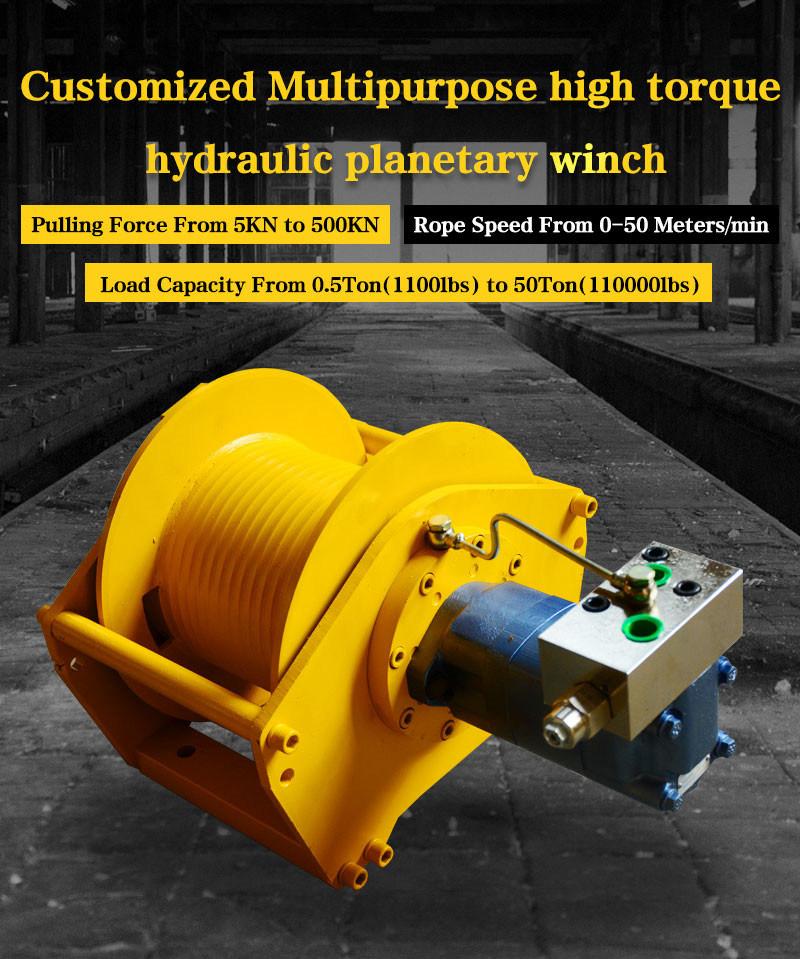 China Manufacture Customized 1/2/3/5/6/8/10/15/20/25/30/50/60 Ton Hydraulic Winch