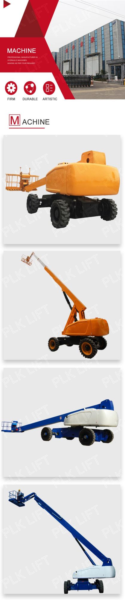 20m 25m 30m 40m 50m Boom Telescopic Straight Boom Lifter