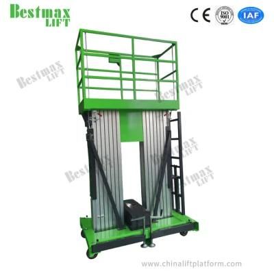 8m Platform Height Manual Pushing Vertical Lift with Double Mast