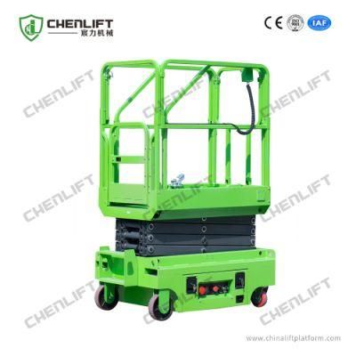3.9m Red Mini Manual Pushing Scissor Lift 240kg with Anti-Burst Valve and Maintenance Supporting Bar