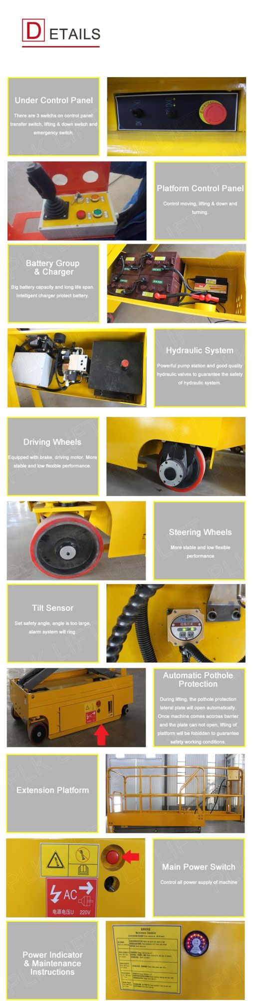 8m Hydraulic Battery Powered Portable Scissor Auto Lift