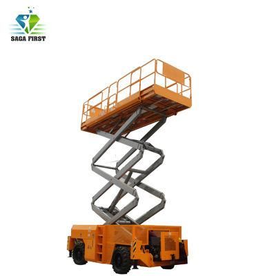 10m 1000kg Powerful Rough Terrain Diesel Scissor Lift for Construction