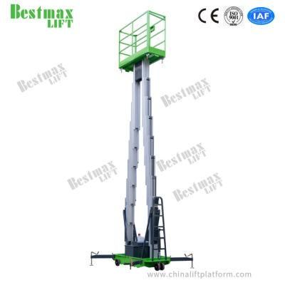 14m Manual Pushing Vertical Lift Double Mast Electric Lift
