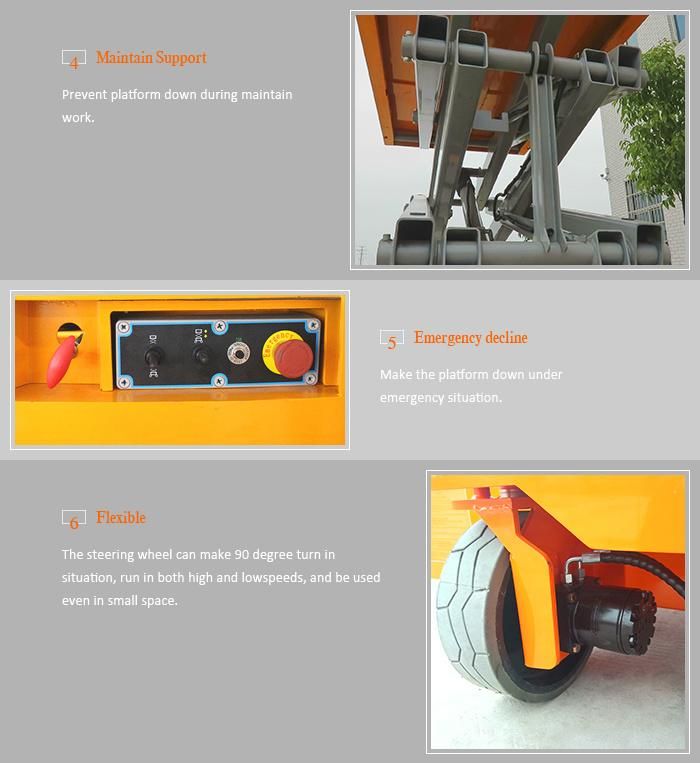 Morn Self Propelled Scissor Man Lift with 10m Height for Aerial Work in Construction Site