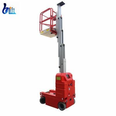 6m 7.5m Load 125kg High Aerial Work Platform Aluminum Single Mast Self Propelled Vertical Lift