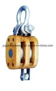 Regular Wood Block with Shackle Double Sheave Snatch Block