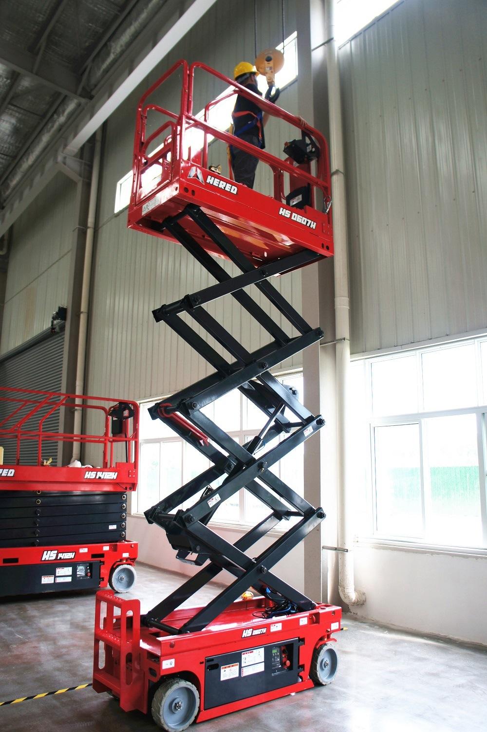 Hered Brand HS0607h 6m 8m in House Mini Electric Hydraulic Scissors Type Boom Lift Man Lift Aerial Work Platforms