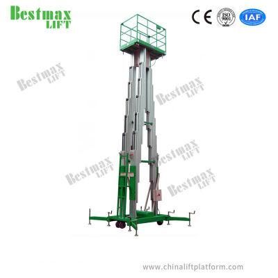10m Manual Pushing Vertical Lift Triple Mast Aerial Work Platform