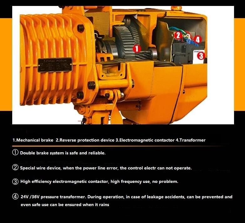 China Supplier Electric Hoist 380 Volt 1ton 2ton 5ton Monorail Electric Trolley Chain Lifting Hoist Manufacturer