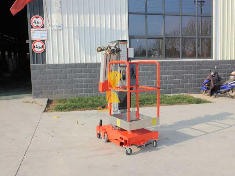 Single Mast CE Approved Vertical Two One Man Lift Aluminum Work Aerial Platform