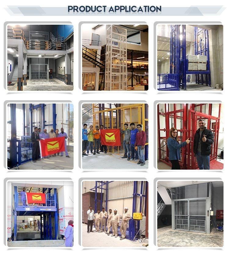 Morn Fixed Warehouse Cargo Vertical Post Elevator Lift Lifting Materials and Goods