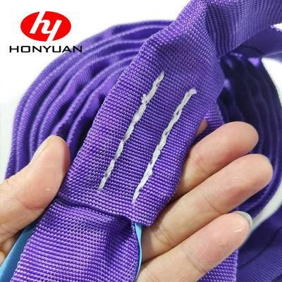 1, 000 Kg 2t 10 Ton Single Ply Safety Factor 7: 1 Flat Polyester Soft Double Eyes Textiles Lifting Webbing Sling for Heavy Duty