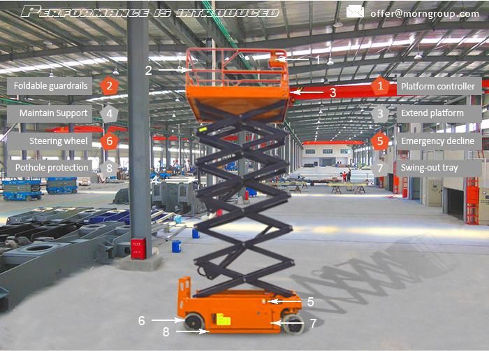 Morn Self Propelled Scissor Man Lift with 10m Height for Aerial Work in Construction Site