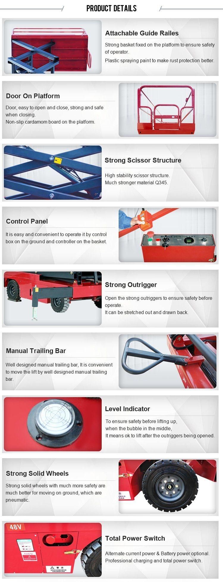 3m 4m 6m 8m 10m 12m 14m 16m 18m Mobile Hydraulic Lift Table Aerial Working Platform Electric Scissor Lift