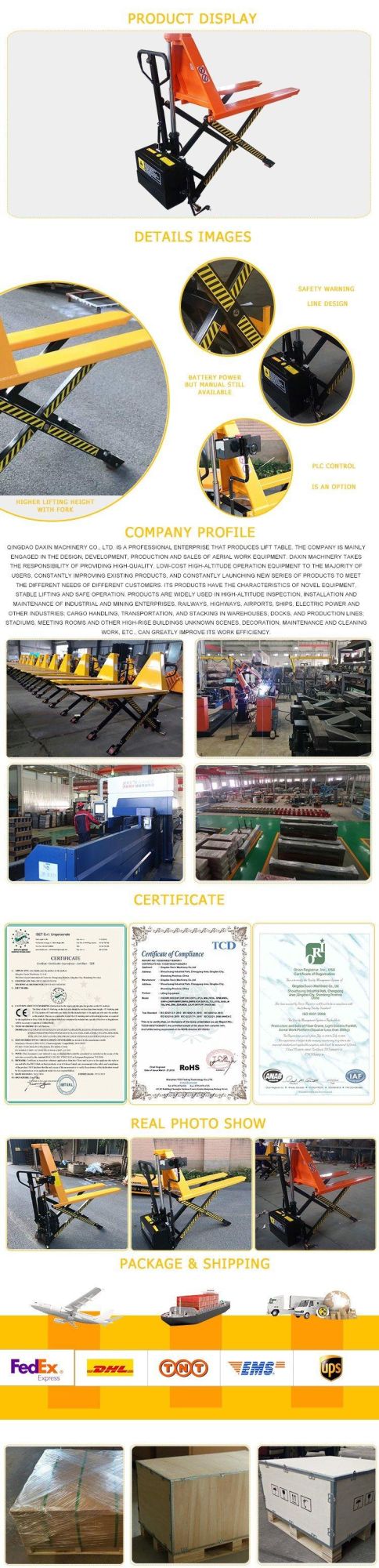 Good Standard Stable Structure Light Weight Trolley Jack for Warehouse